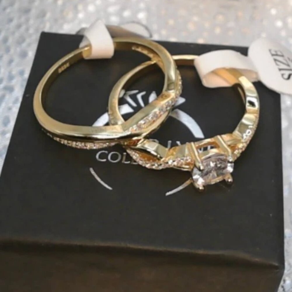 Ginger Lyne Collection Set. Gold plate over Sterling Stamped 925 Size 9.5 New